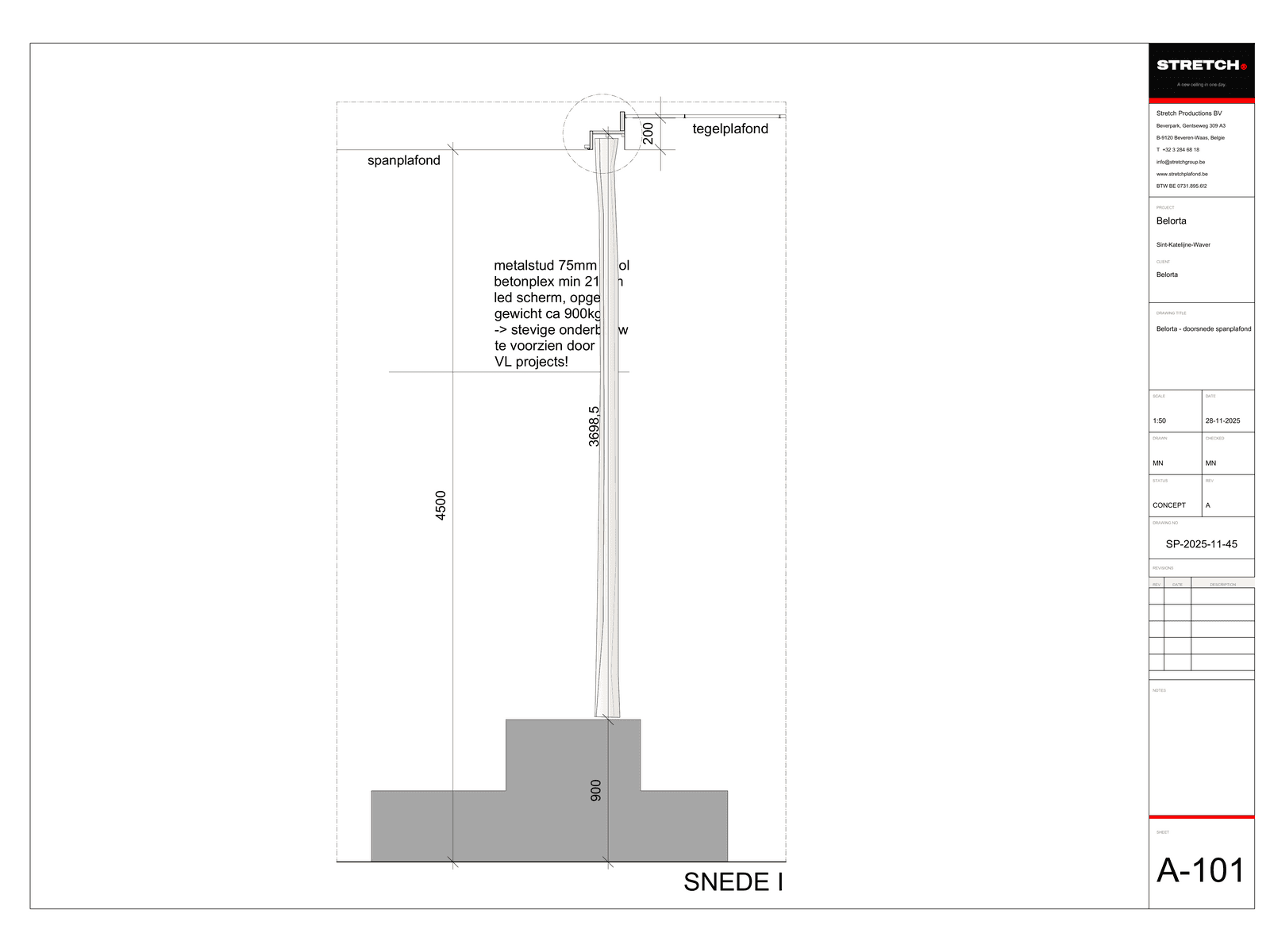 Plafond flottant à corniche — technical drawing